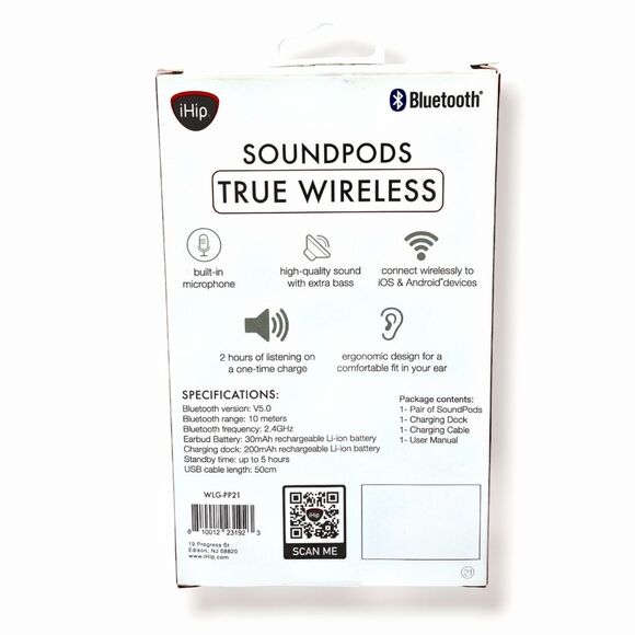 NWT iHip Soundpods Wireless Bluetooth Earbuds w/ Magnetic Charging Case - Picture 4 of 5